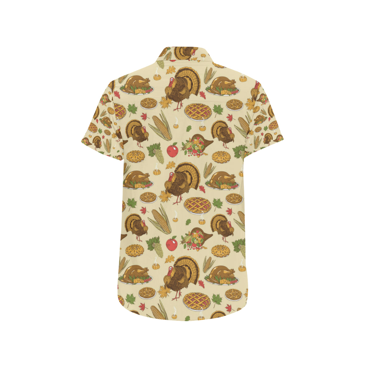 Turkey Pattern Print Design 02 Men's Short Sleeve Button Up Shirt