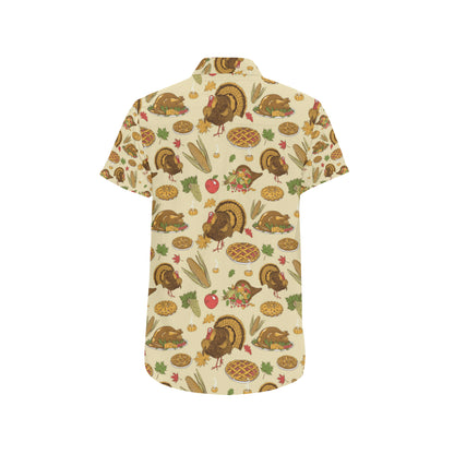 Turkey Pattern Print Design 02 Men's Short Sleeve Button Up Shirt