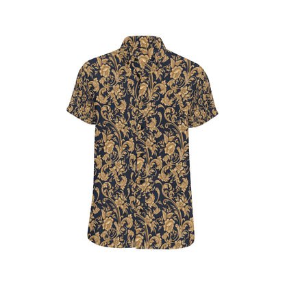Baroque Golden Pattern Print Design 03 Men's Short Sleeve Button Up Shirt