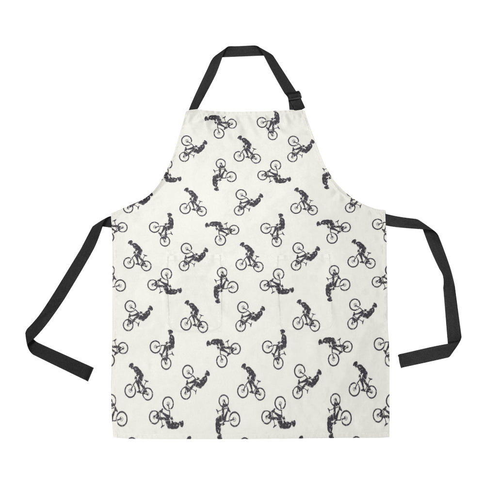 Mountain bike Pattern Print Design 01 Apron with Pocket