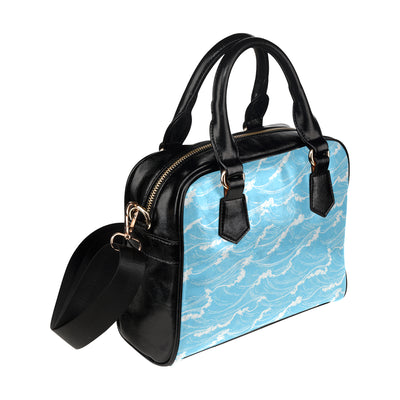 Ocean Wave Pattern Print Design A01 Shoulder Handbag