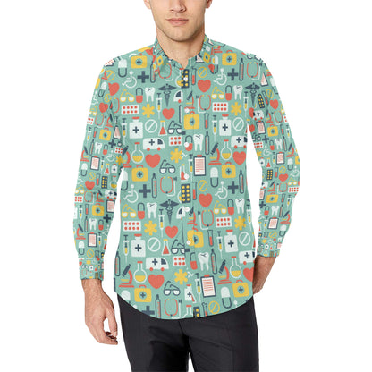 Medical Pattern Print Design 02 Men's Long Sleeve Shirt
