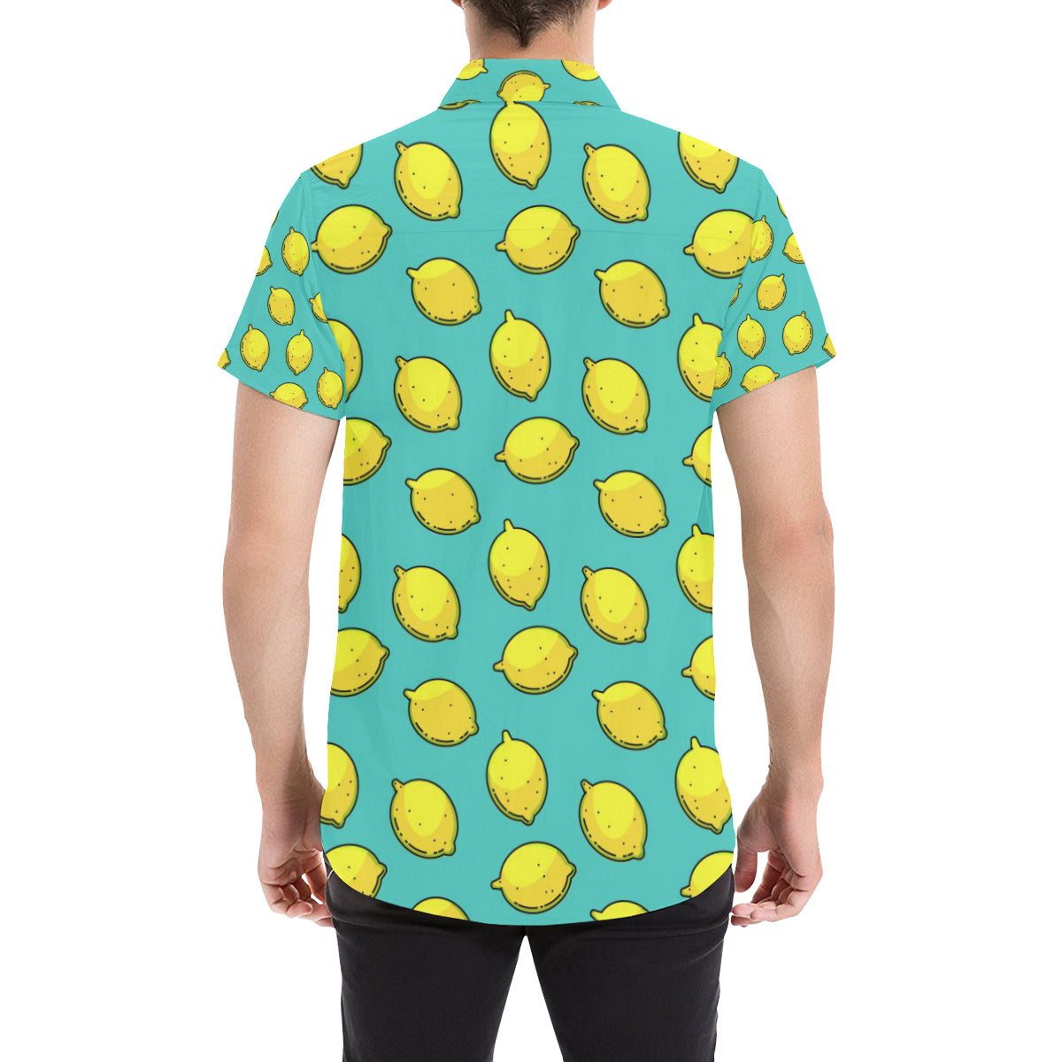Lemon Pattern Print Design LM04 Men's Short Sleeve Button Up Shirt
