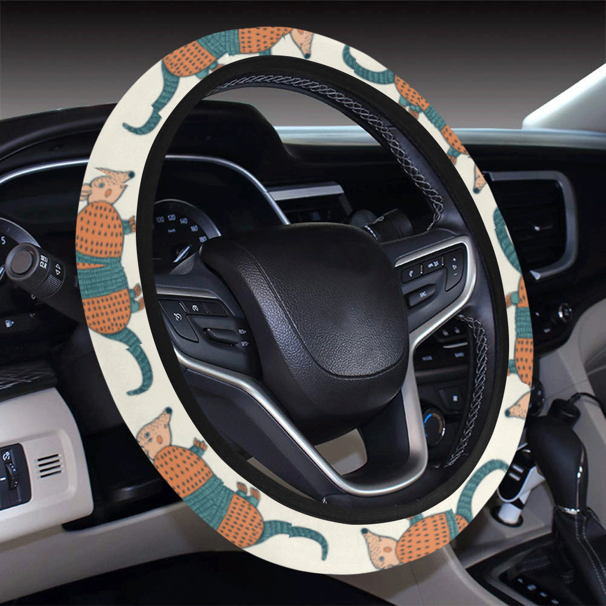 Armadillo Pattern Print Design 01 Steering Wheel Cover with Elastic Edge