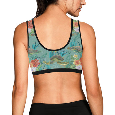 Sea Turtle Pattern Print Design T012 Sports Bra