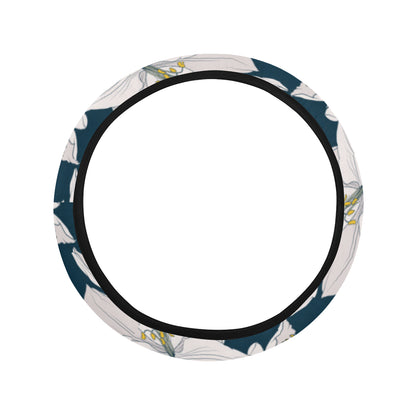 Amaryllis Pattern Print Design 01 Steering Wheel Cover with Elastic Edge