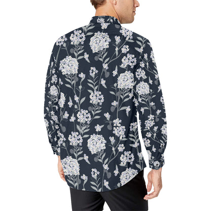 Hydrangea Pattern Print Design HD07 Men's Long Sleeve Shirt