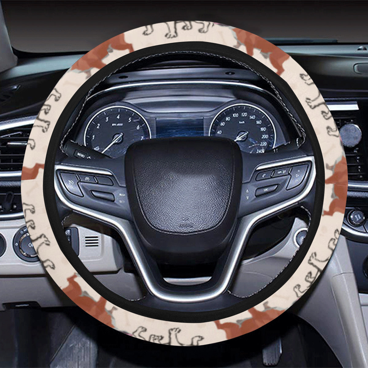 Bulldogs Pattern Print Design 04 Steering Wheel Cover with Elastic Edge