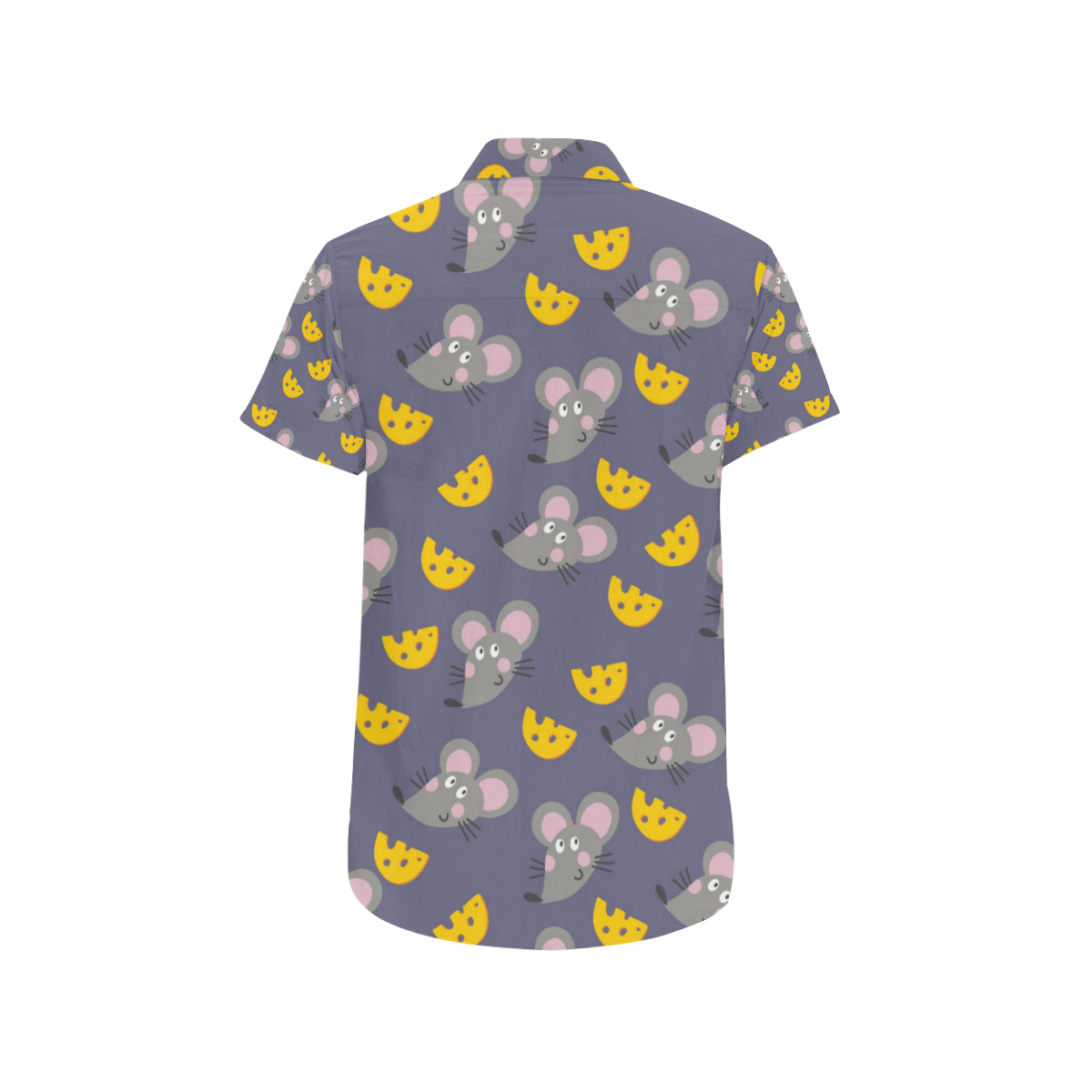 Rat With Cheese Pattern Print Design 01 Men's Short Sleeve Button Up Shirt