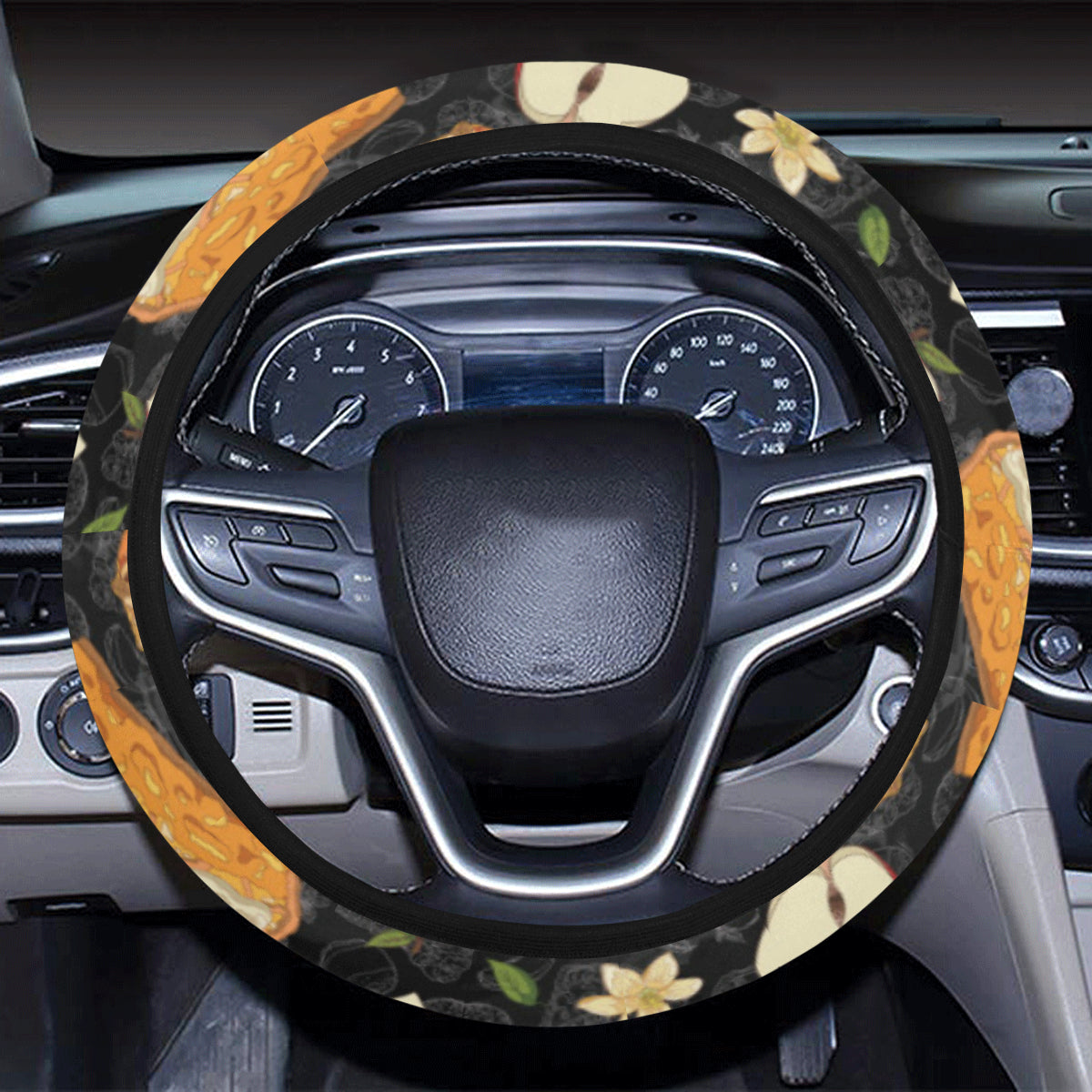 Apple Pie Pattern Print Design 01 Steering Wheel Cover with Elastic Edge
