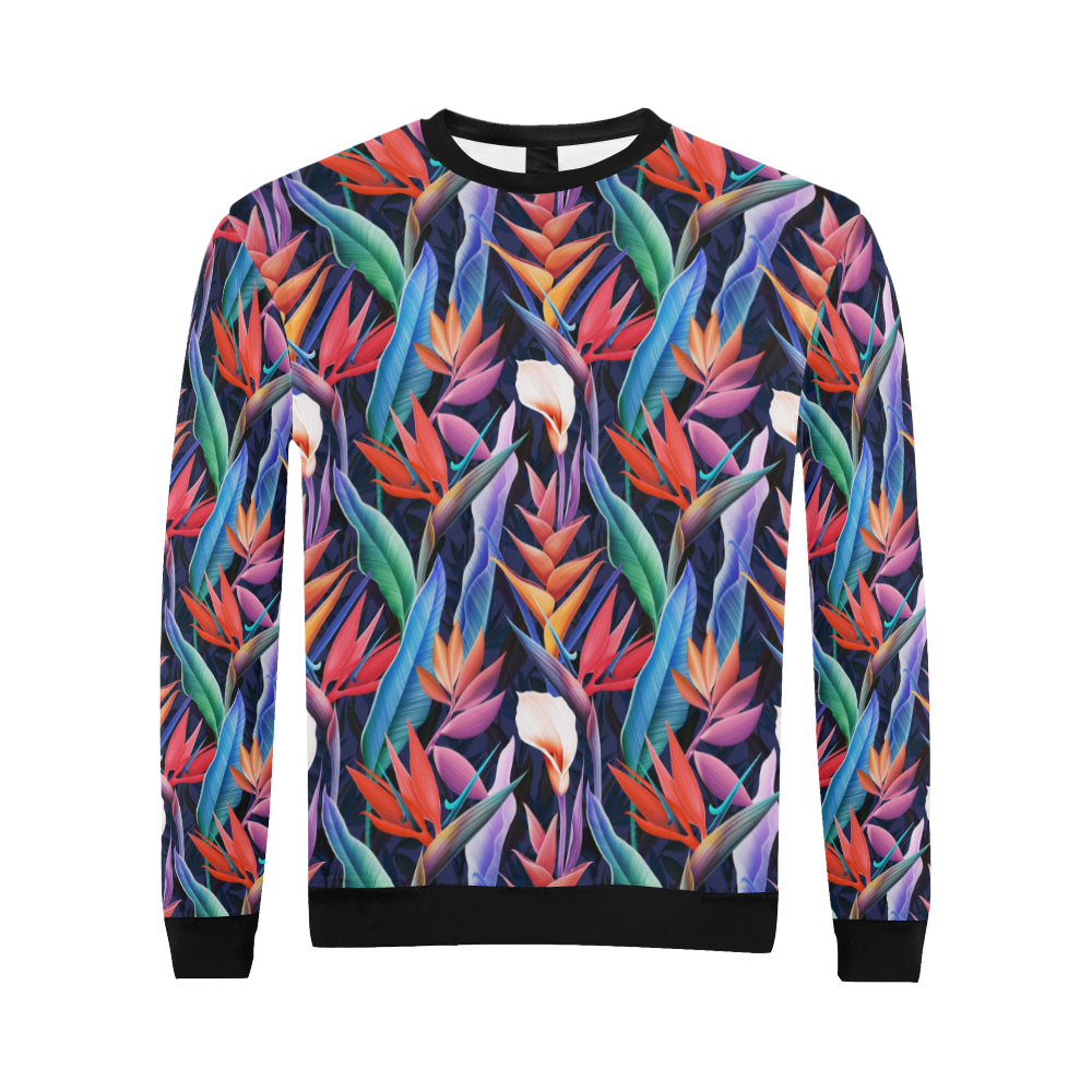 Tropical Flower Pattern Print Design TF023 Men Long Sleeve Sweatshirt