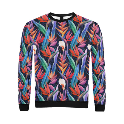 Tropical Flower Pattern Print Design TF023 Men Long Sleeve Sweatshirt