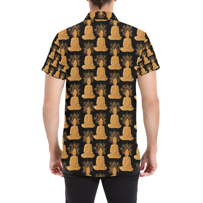 Buddha Pattern Print Design 01 Men's Short Sleeve Button Up Shirt