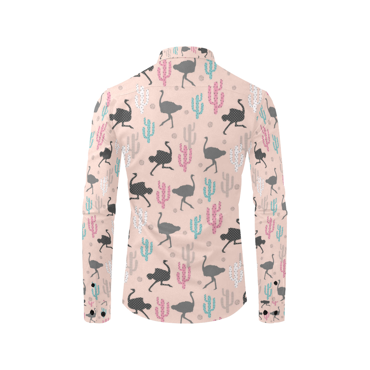 Ostrich Pattern Print Design 03 Men's Long Sleeve Shirt