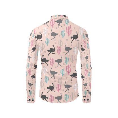 Ostrich Pattern Print Design 03 Men's Long Sleeve Shirt