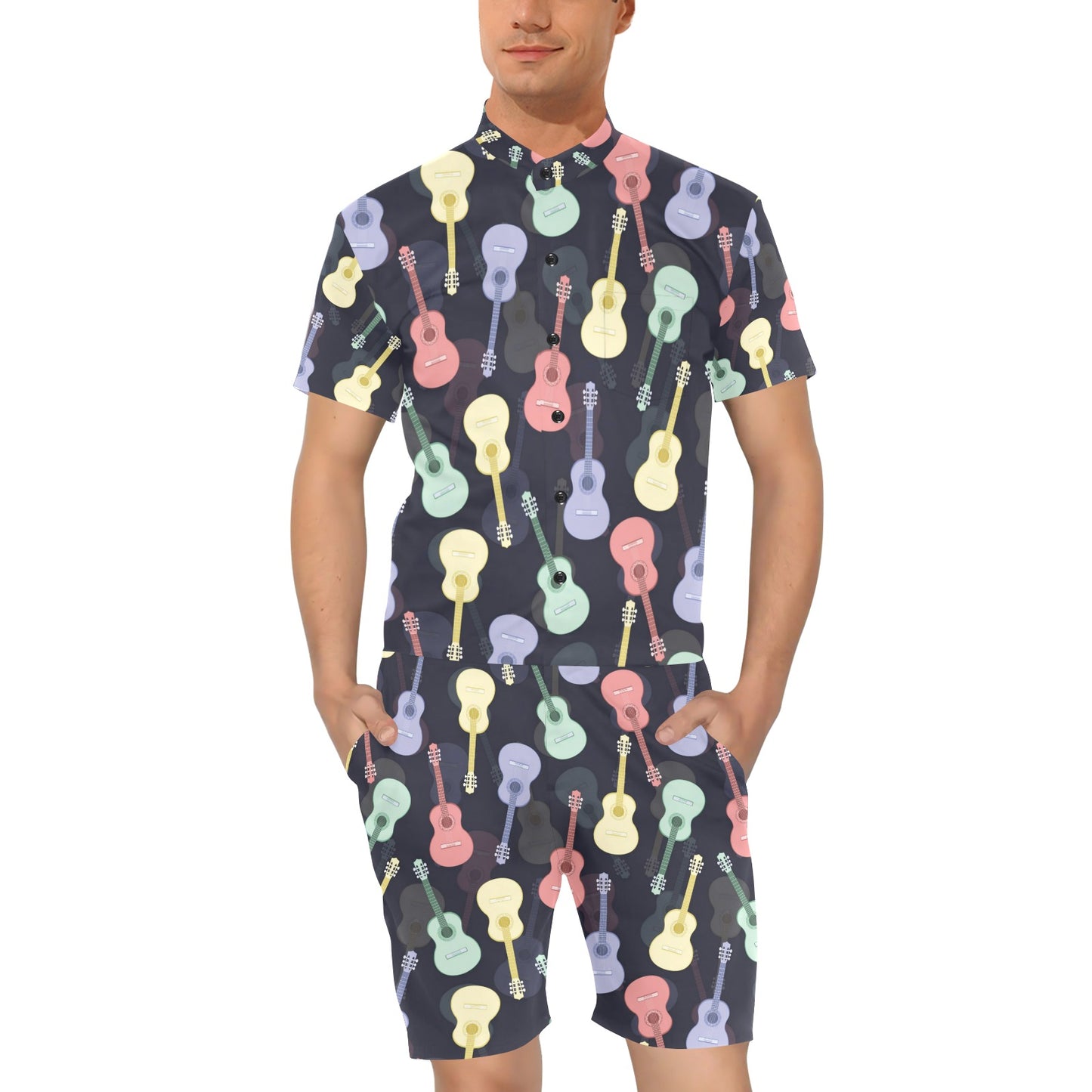 Acoustic Guitar Print Design LKS401 Men's Romper