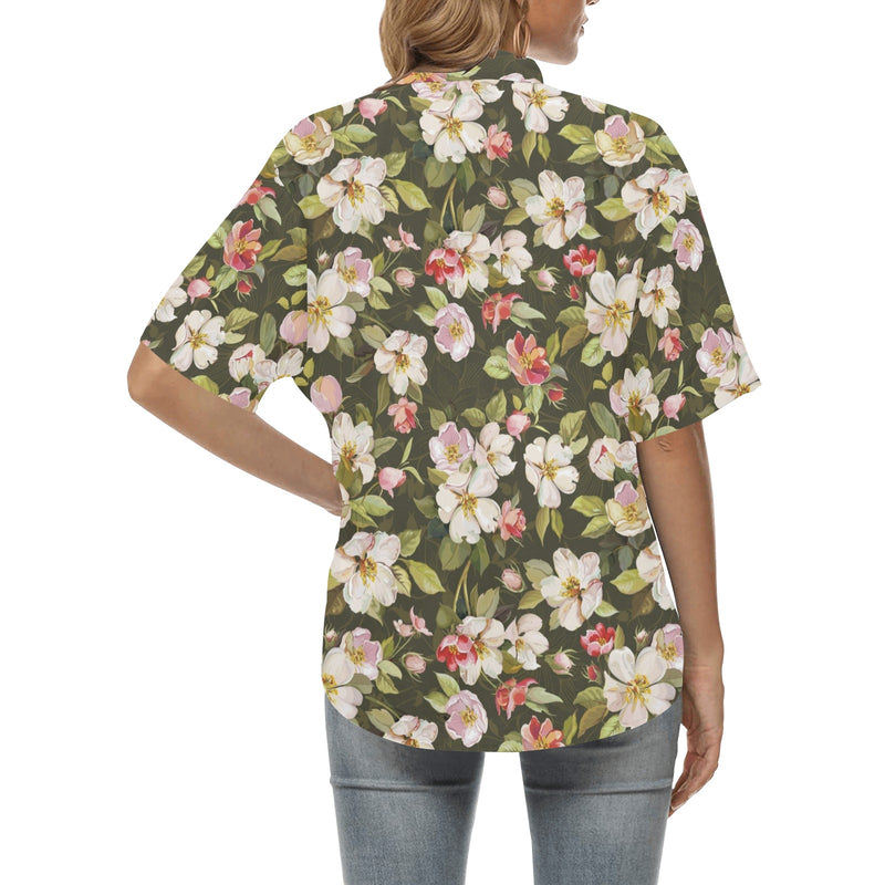 Apple blossom Pattern Print Design AB01 Women's Hawaiian Shirt
