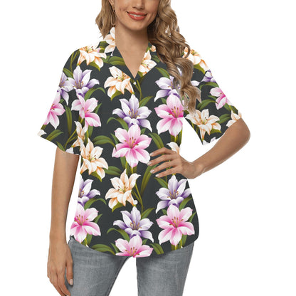 Lily Pattern Print Design LY01 Women's Hawaiian Shirt