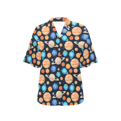 Planet Colorful Print Design LKS301 Women's Hawaiian Shirt