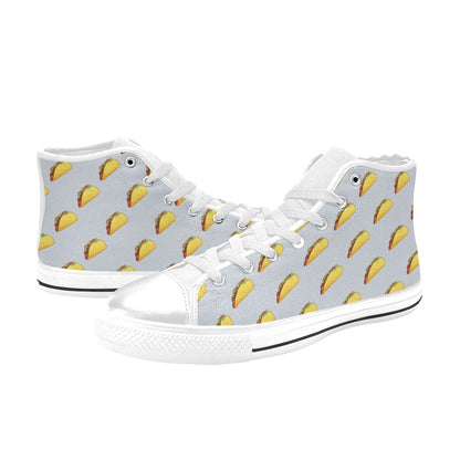 Taco Print Design LKS304 High Top Women's White Shoes