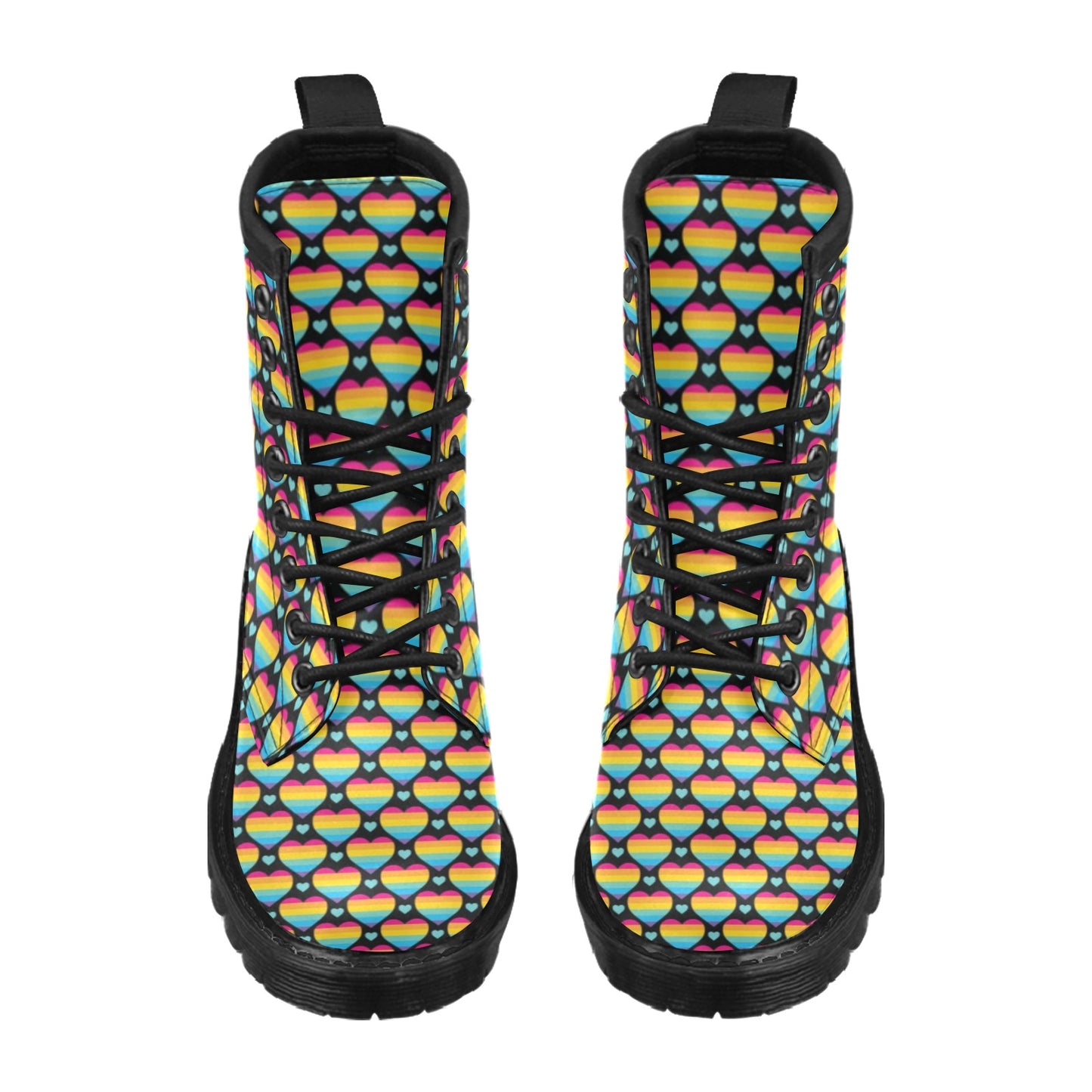 Rainbow Heart Print Pattern Women's Boots