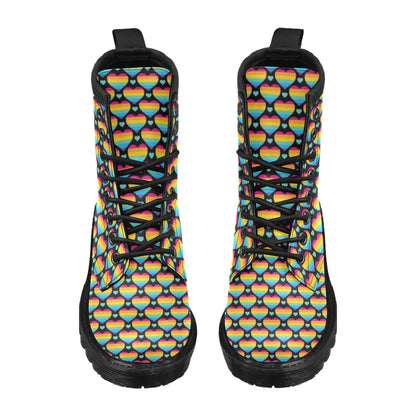 Rainbow Heart Print Pattern Women's Boots