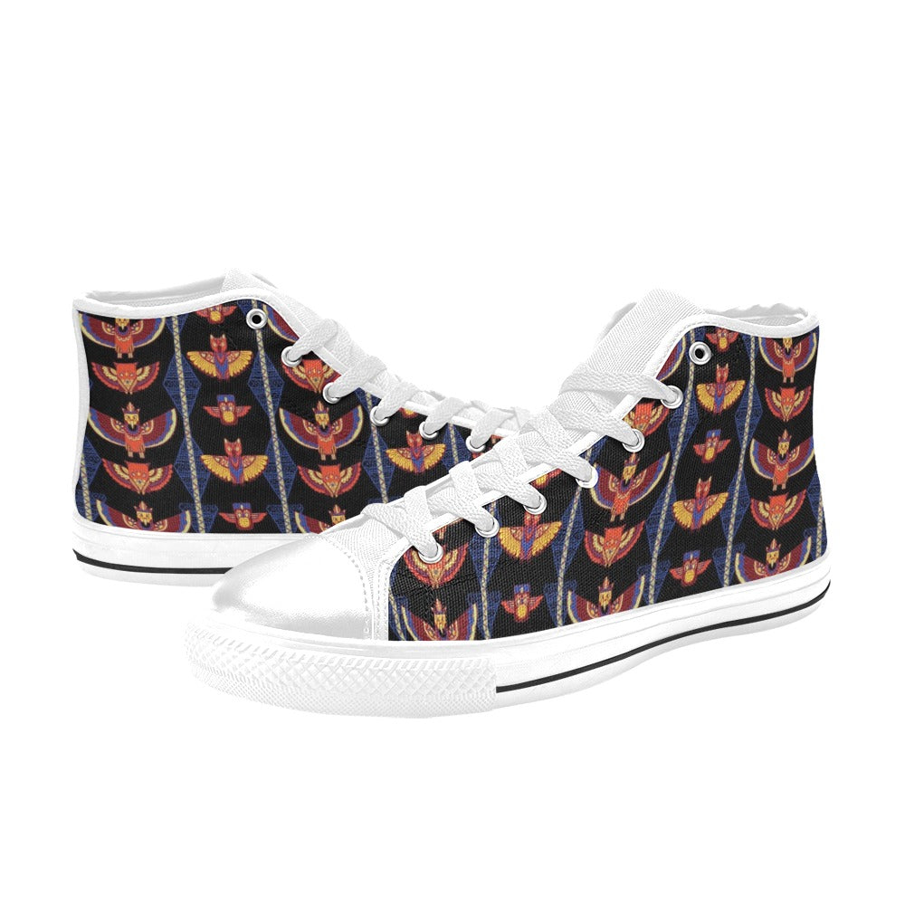 Totem Print Design LKS301 High Top Women's White Shoes
