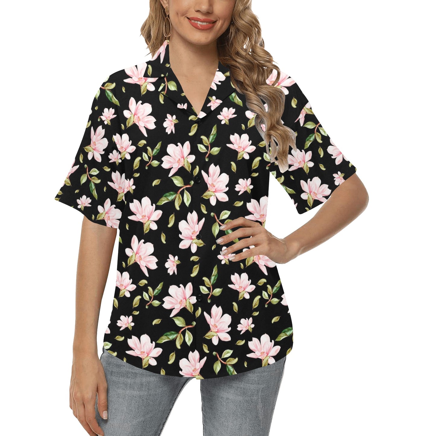Magnolia Pattern Print Design MAG01 Women's Hawaiian Shirt