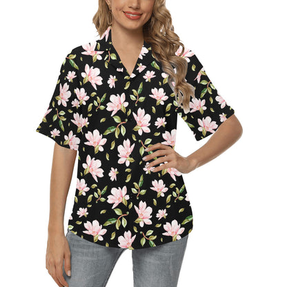 Magnolia Pattern Print Design MAG01 Women's Hawaiian Shirt
