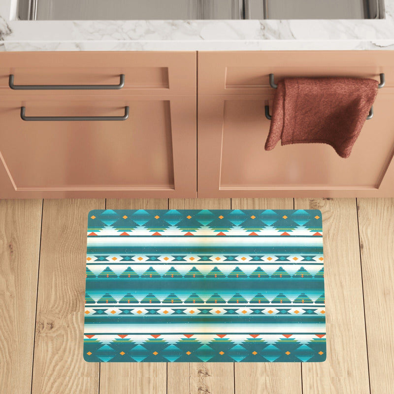 Blue Tribal Aztec Kitchen Mat