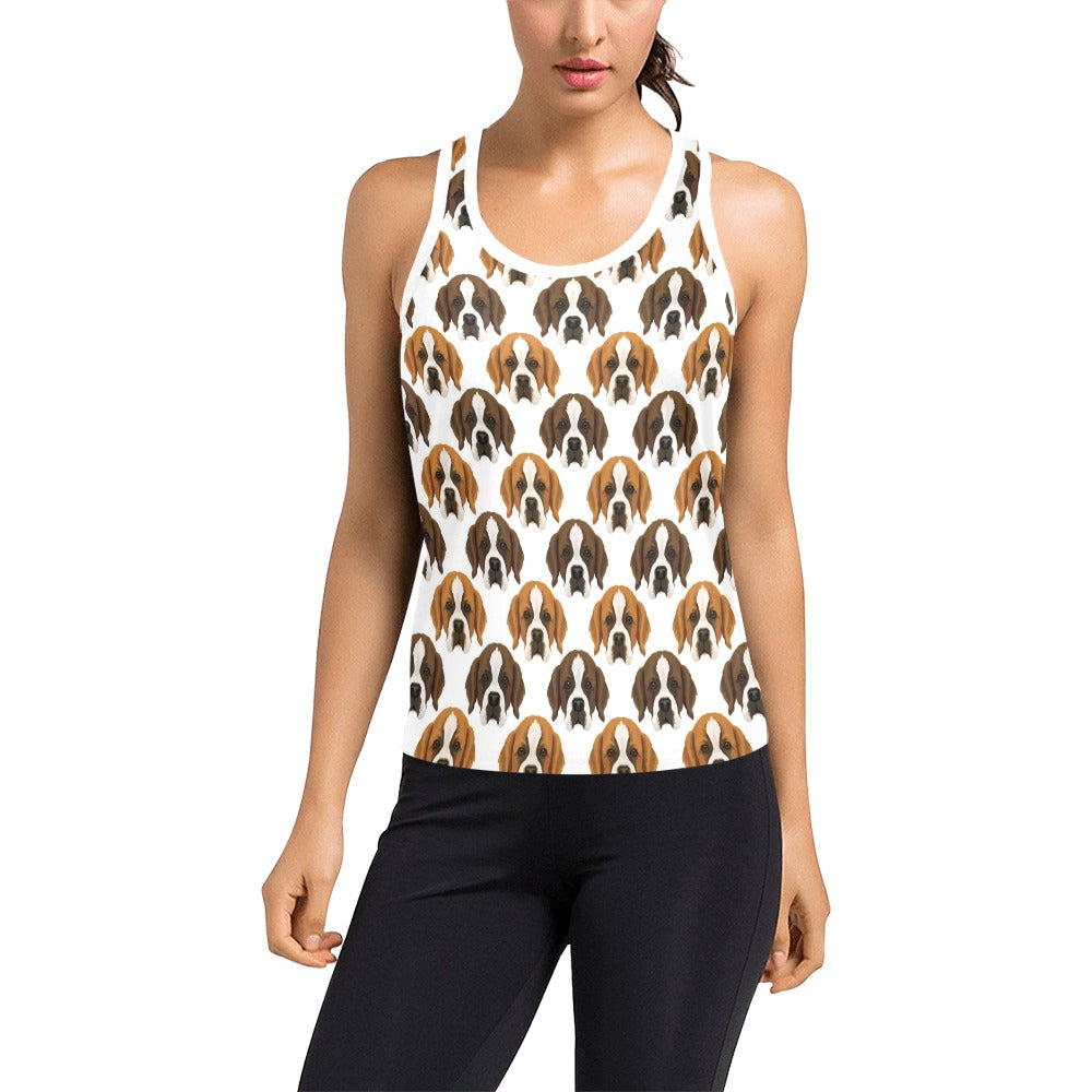 St Bernards Print Design LKS301 Women's Racerback Tank Top