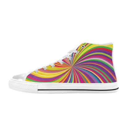 Vortex Print Design LKS301 High Top Women's White Shoes