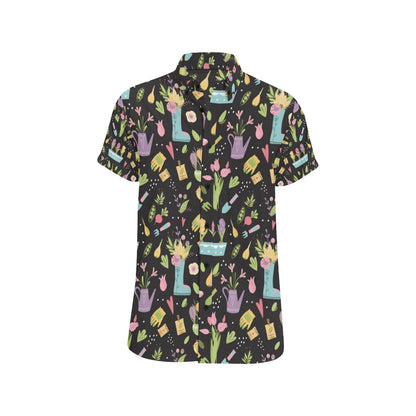 Gardening Pattern Print Design G03 Men's Short Sleeve Button Up Shirt