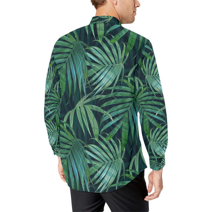 Tropical Flower Pattern Print Design TF011 Men's Long Sleeve Shirt