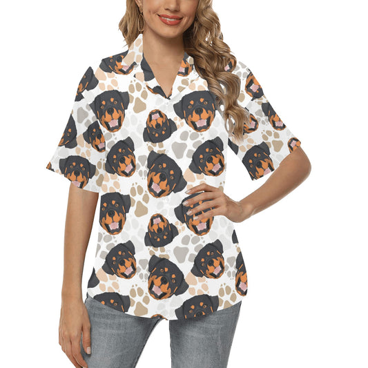 Rottweiler Pattern Print Design A03 Women's Hawaiian Shirt