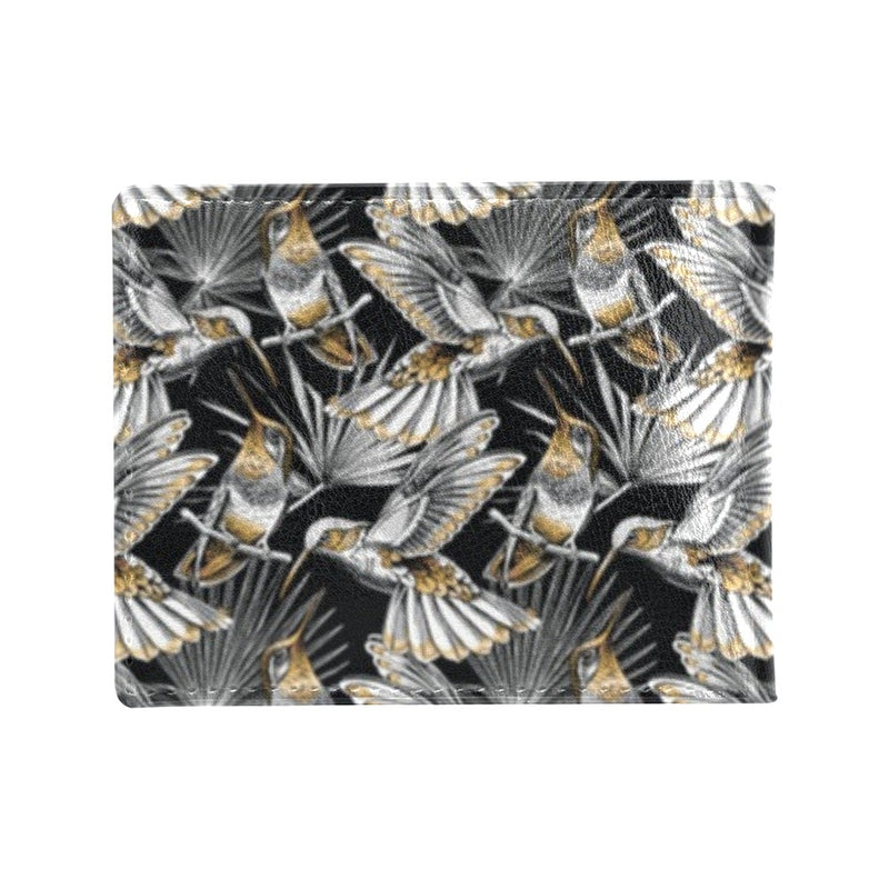 Hummingbird Gold Design Themed Print Men's ID Card Wallet