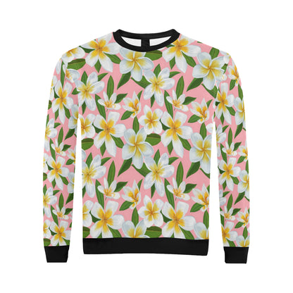 White Plumeria Pattern Print Design PM011 Men Long Sleeve Sweatshirt