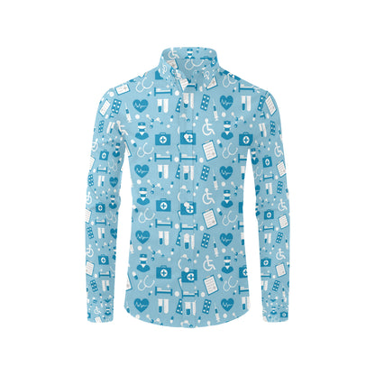 Medical Pattern Print Design 05 Men's Long Sleeve Shirt