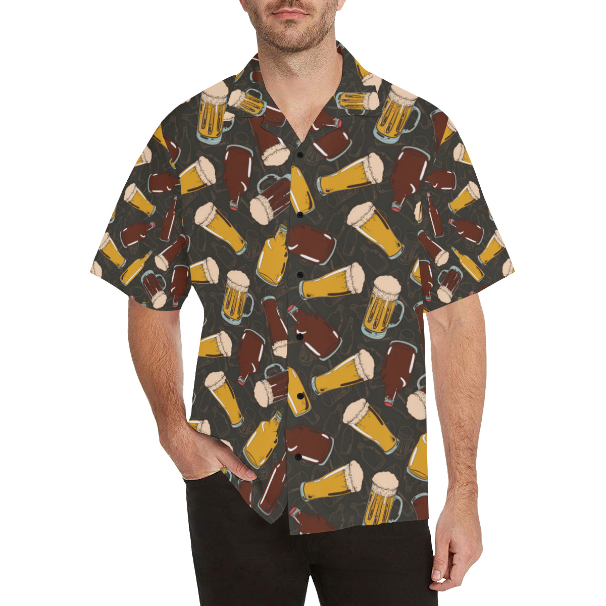 Beer Pattern Print Design 03 Men's Hawaiian Shirt