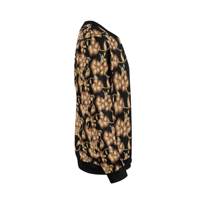 Brown Hibiscus Pattern Print Design HB06 Men Long Sleeve Sweatshirt