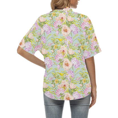 Hydrangea Pattern Print Design HD02 Women's Hawaiian Shirt
