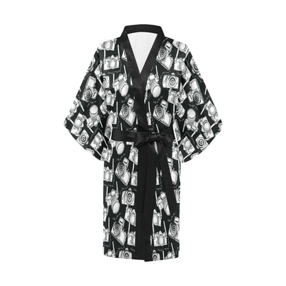 Camera Pattern Print Design 01 Women's Short Kimono