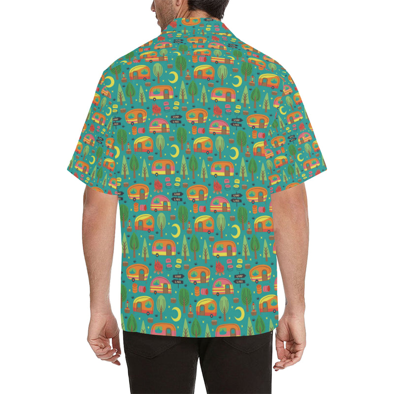 Camping Camper Pattern Print Design 05 Men's Hawaiian Shirt