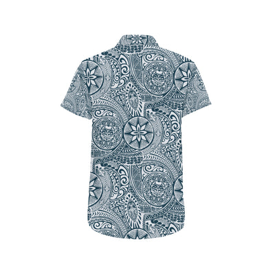 Polynesian Pattern Print Design A03 Men's Short Sleeve Button Up Shirt