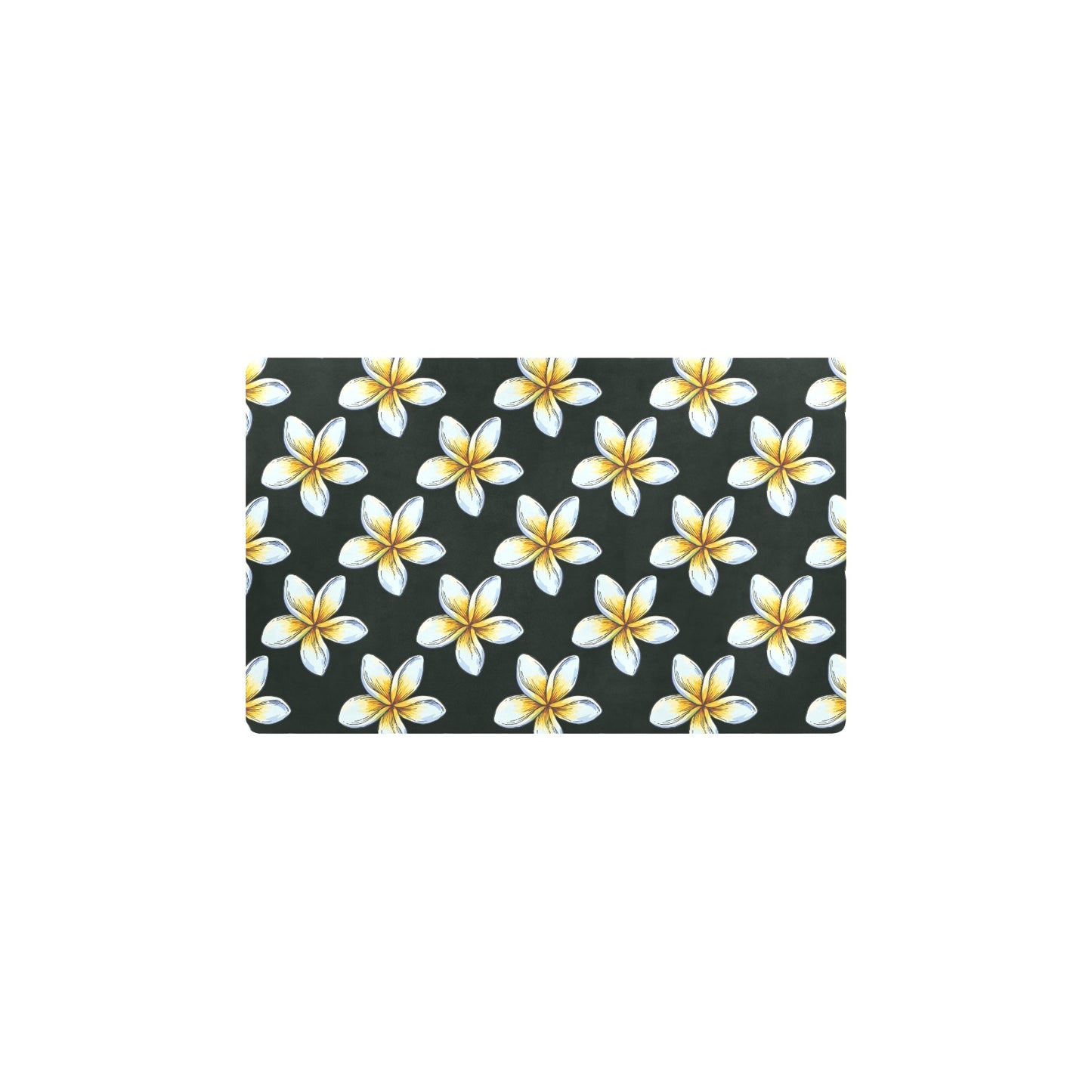 White Plumeria Pattern Print Design PM022 Kitchen Mat