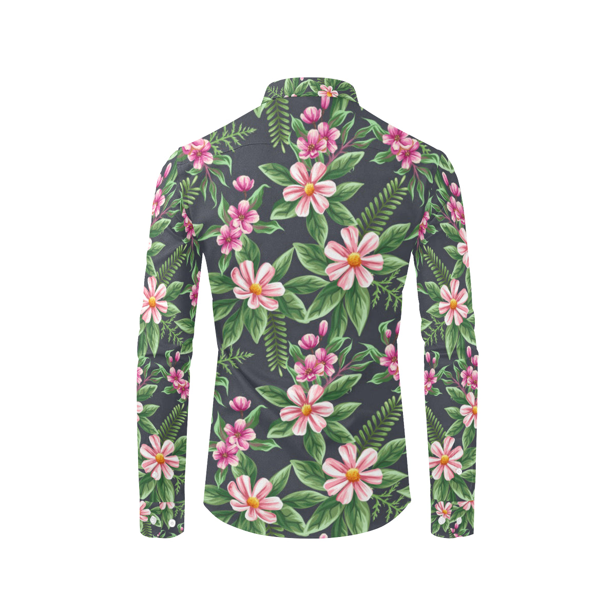 Summer Floral Pattern Print Design SF010 Men's Long Sleeve Shirt