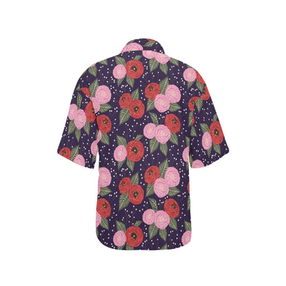 Camellia Pattern Print Design CM02 Women's Hawaiian Shirt