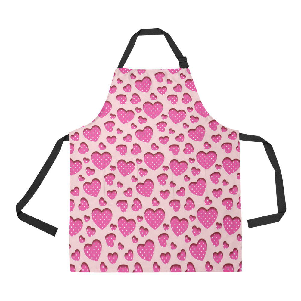 Heart Pink Pattern Print Design HE06 Apron with Pocket