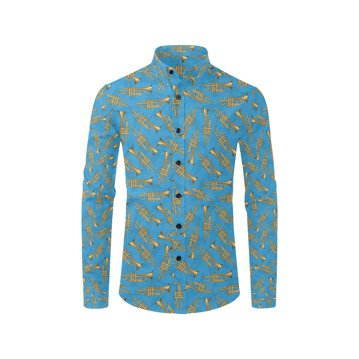 Trumpet Golden Pattern Themed Print Men's Long Sleeve Shirt