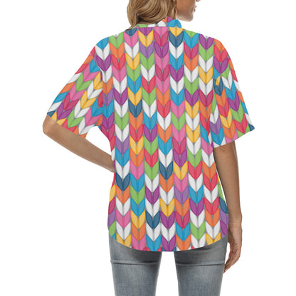 Knit Pattern Print Design 01 Women's Hawaiian Shirt